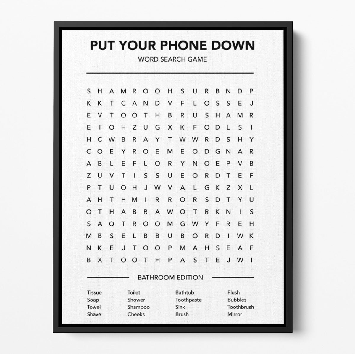 Bathroom Word Search Poster/Canvas | Far Out Art 