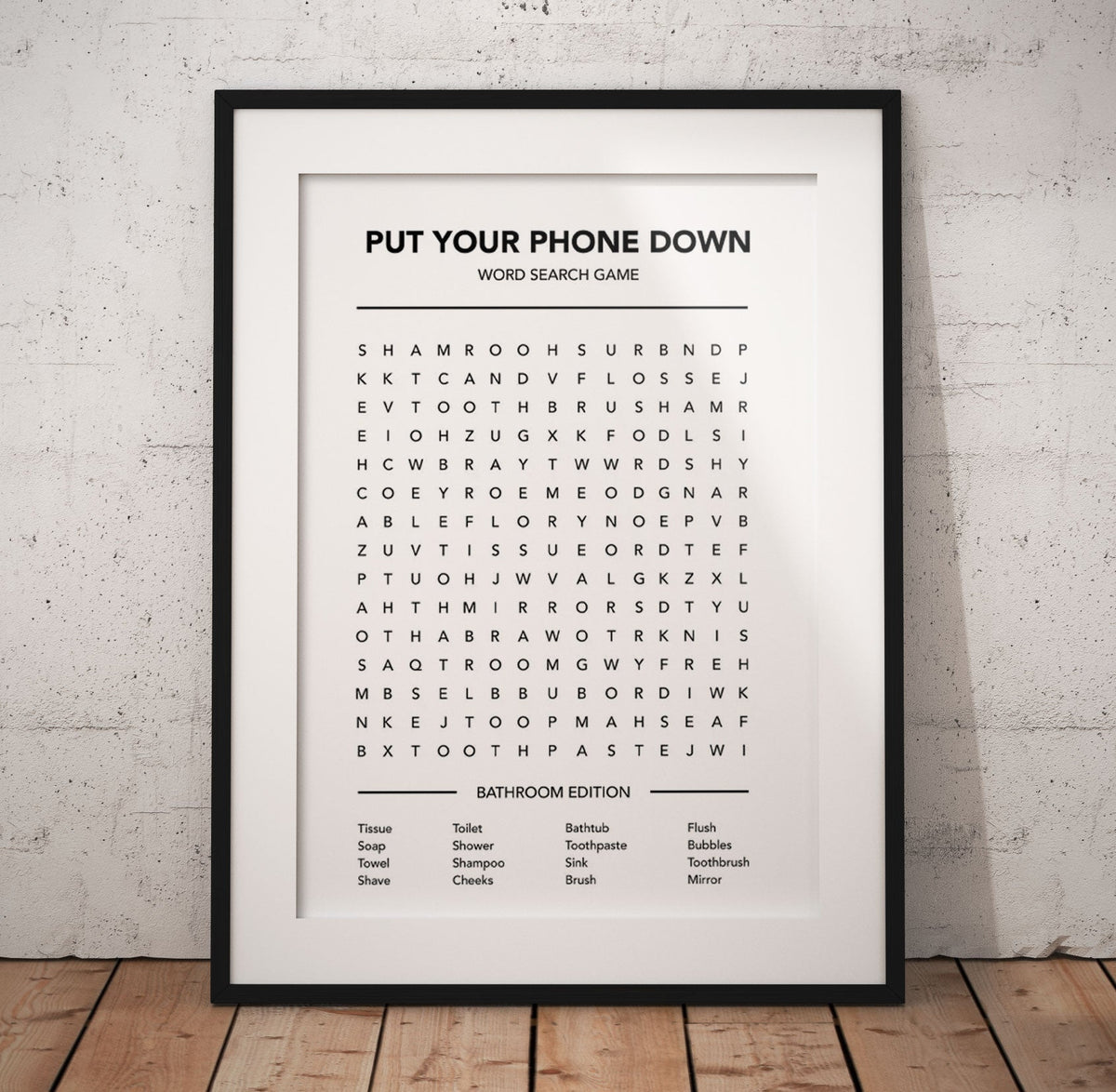 Bathroom Word Search Poster/Canvas | Far Out Art 