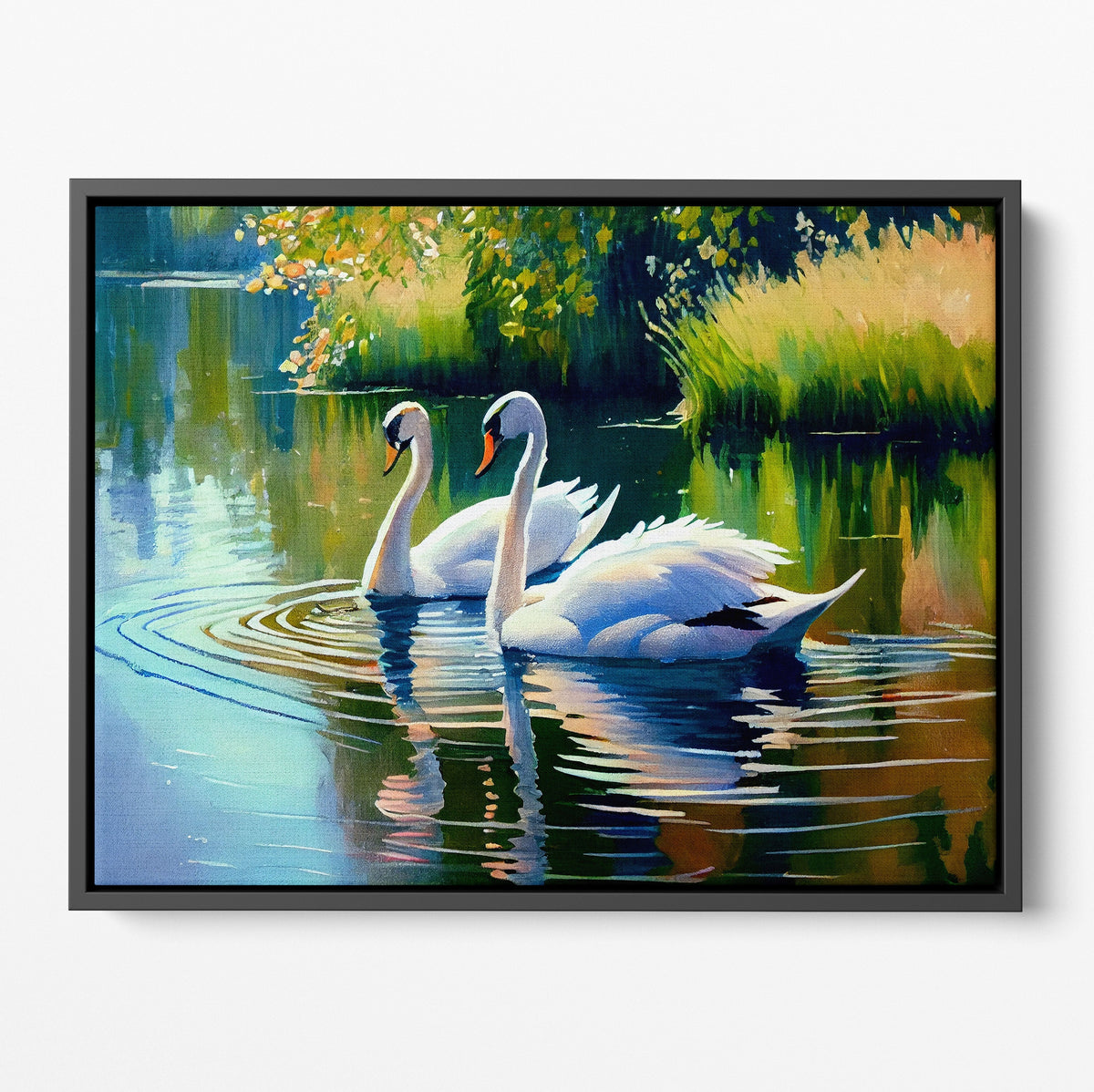 Evening Swans Poster/Canvas | Far Out Art 