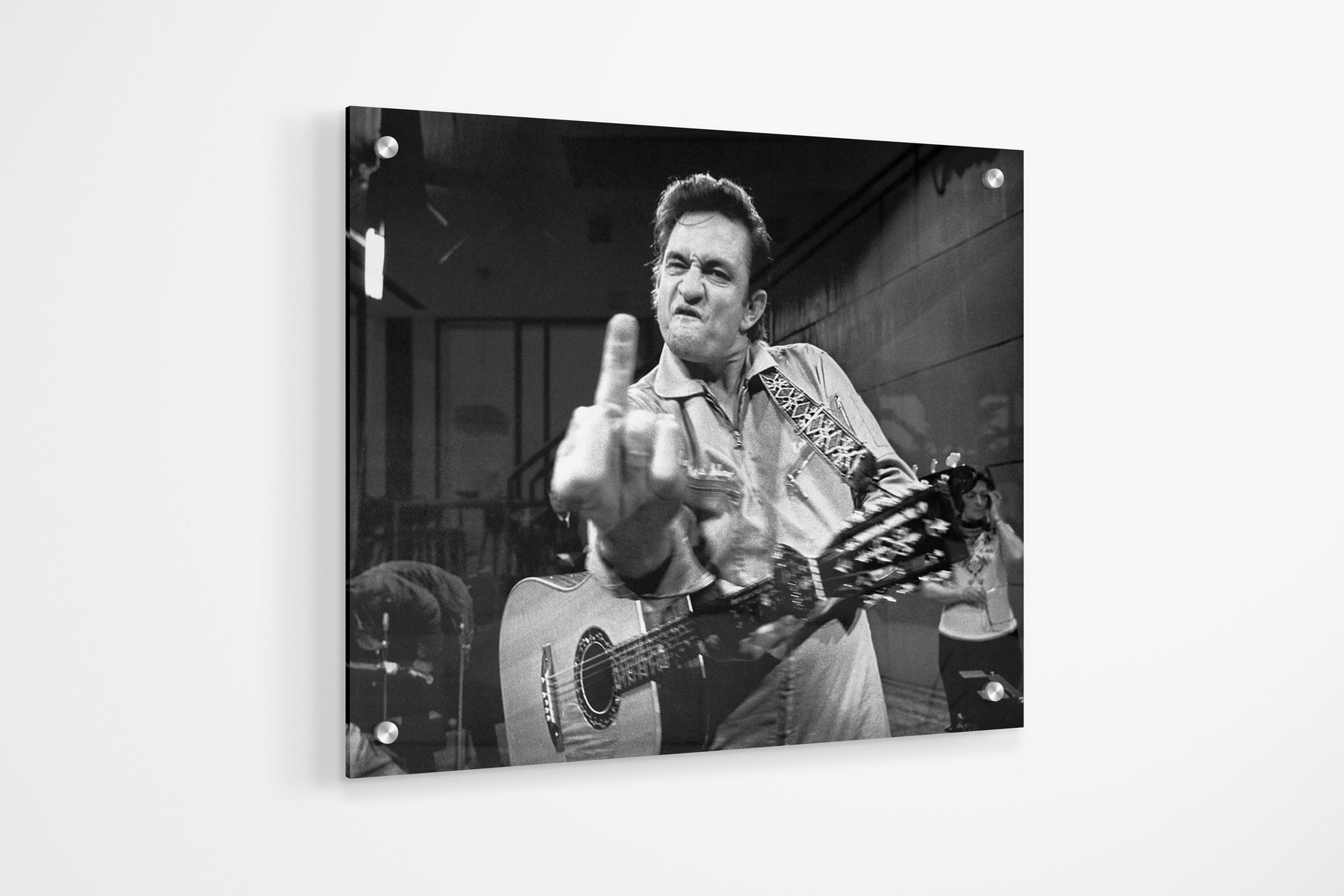 Johnny Cash FU BW Wall Art