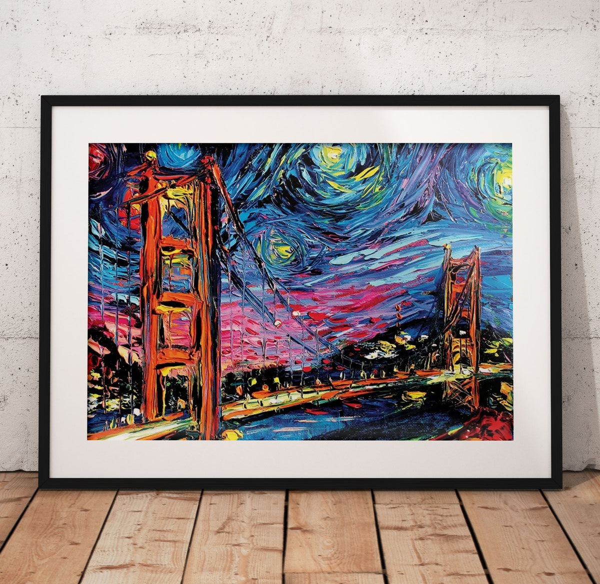 Golden Gate Starry Night Poster/Canvas | Far Out Art 