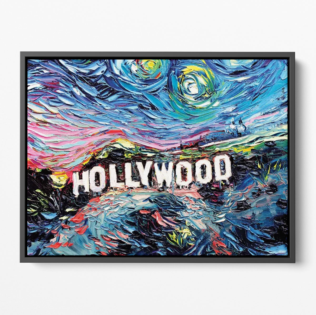 Hollywood Hills Starry Night Poster/Canvas | Far Out Art 