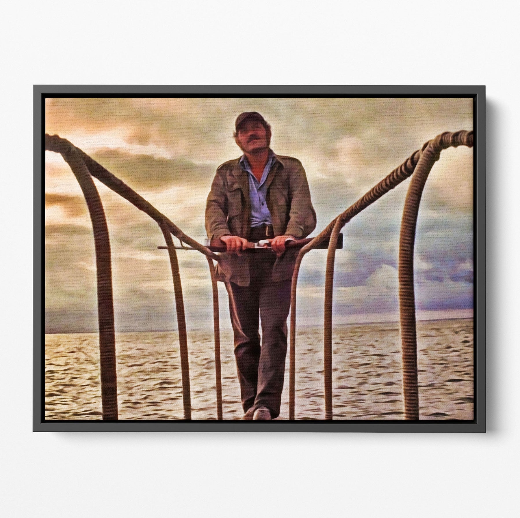 Jaws Quint Standing Sunset Poster/Canvas | Far Out Art 