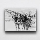 BW Mountain Horses Canvas Sets