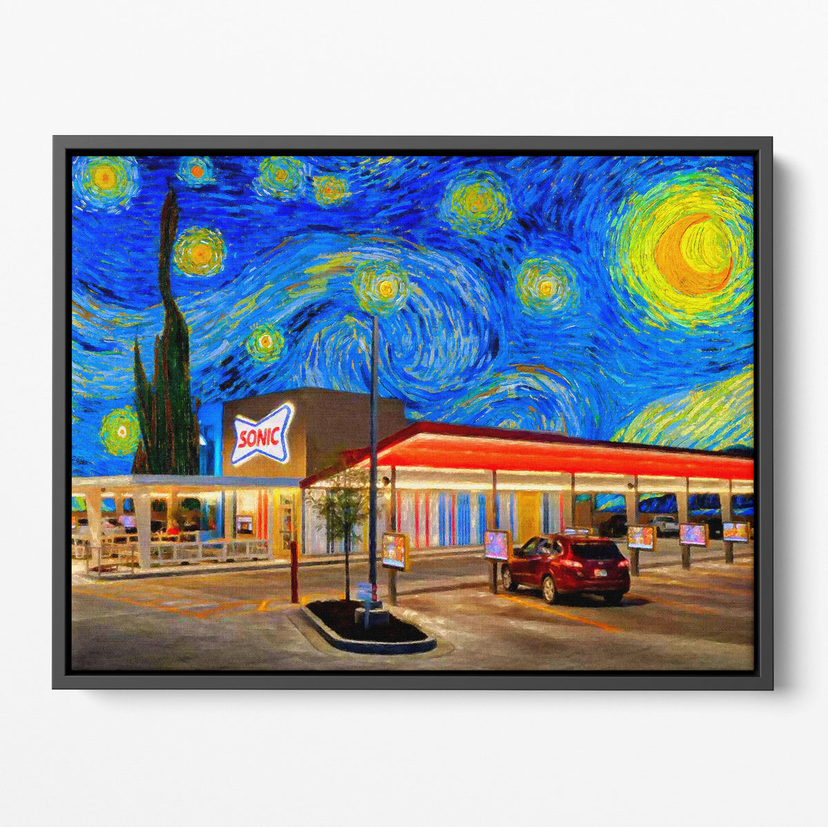Sonic Drive In Starry Night PE Poster/Canvas | Far Out Art 