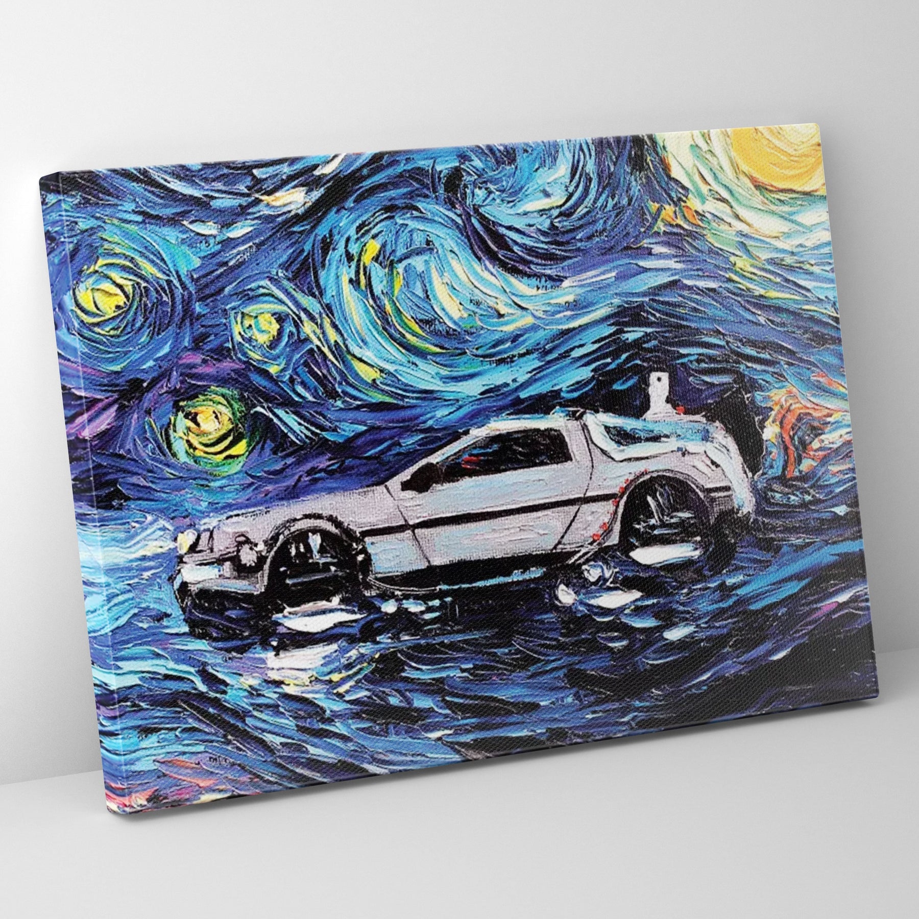 BTTF Time Machine Starry Night Poster/Canvas | Far Out Art 