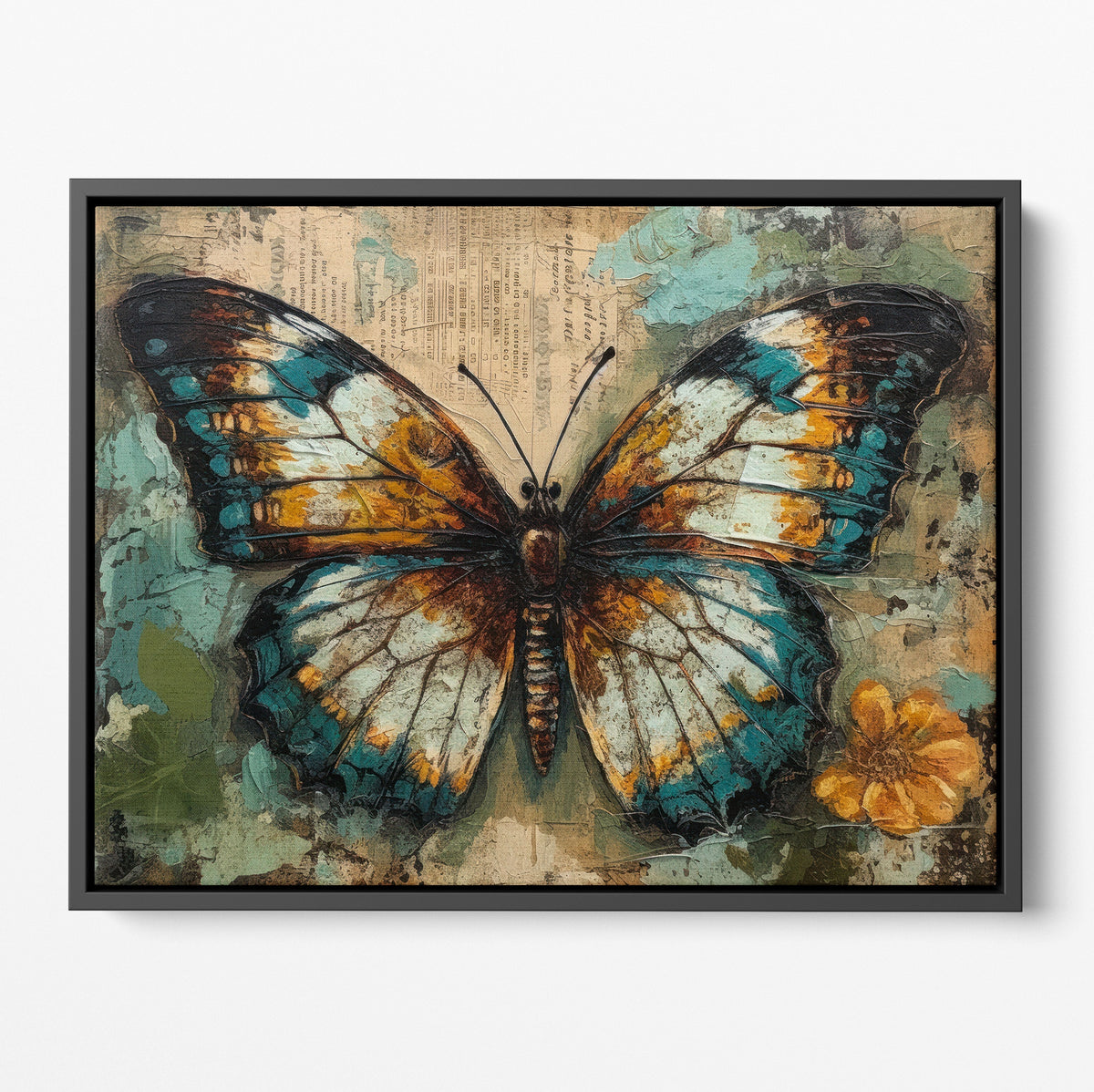 Vintage Paper Blue Butterfly Poster/Canvas | Far Out Art 