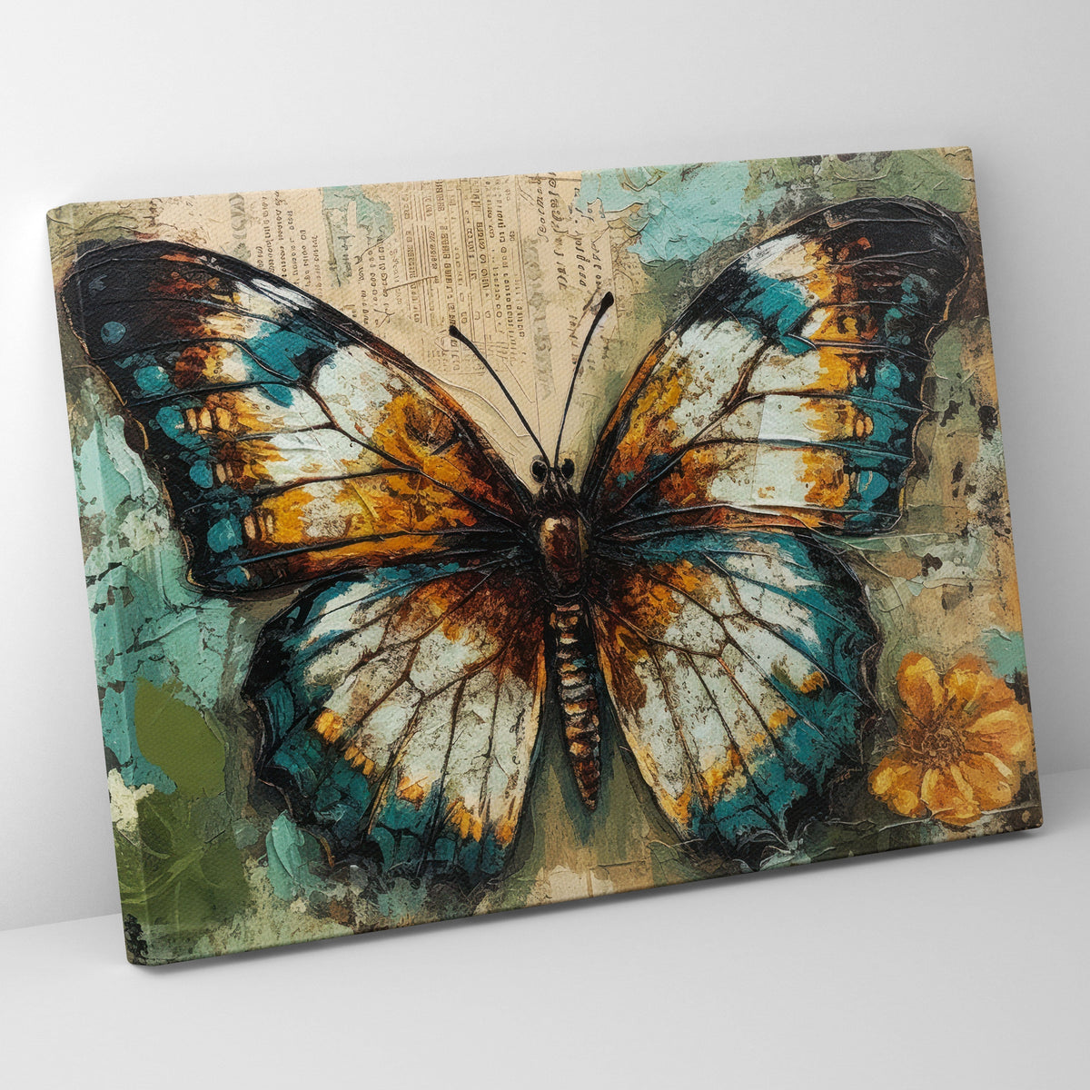 Vintage Paper Blue Butterfly Poster/Canvas | Far Out Art 
