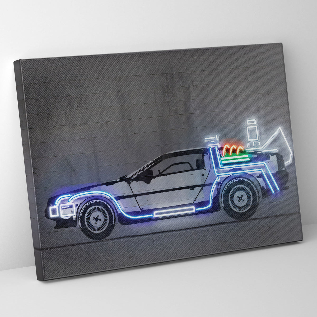 Back To The Future DeLorean Glow Poster/Canvas | Far Out Art 