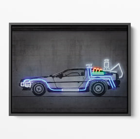 Back To The Future DeLorean Glow Poster/Canvas | Far Out Art 