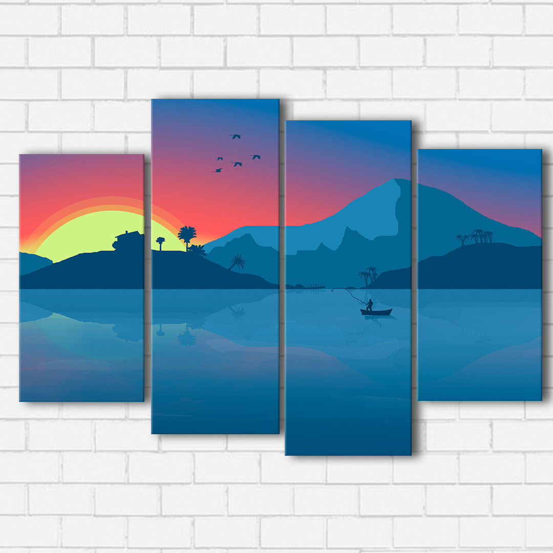Fishing At Sunset Canvas Sets