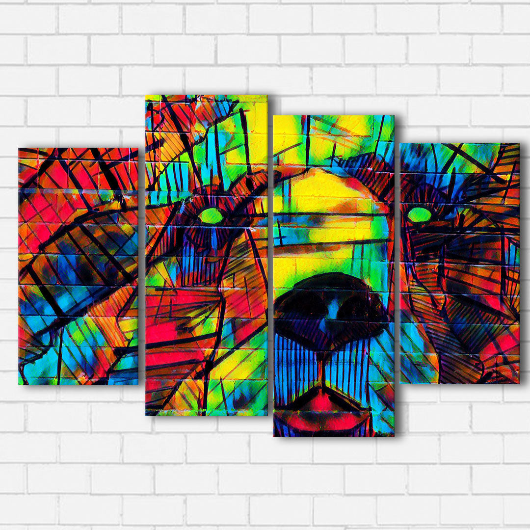 Grizzly On Brick Color Splash Canvas Sets