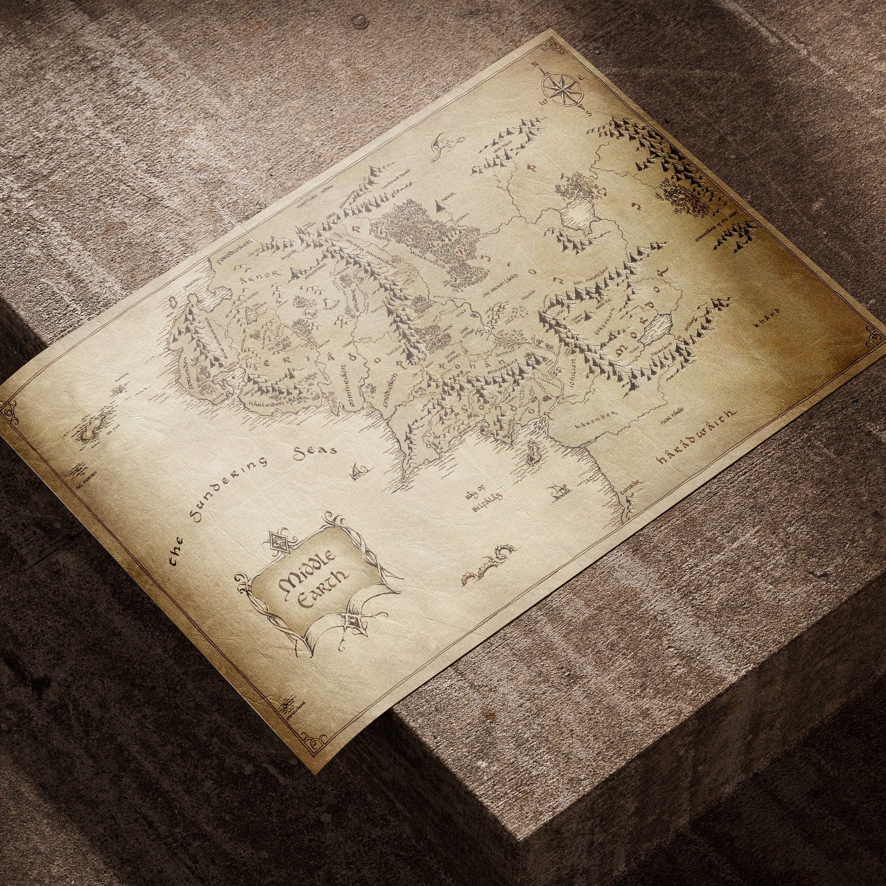 LOTR Middle Earth Map Wall Art