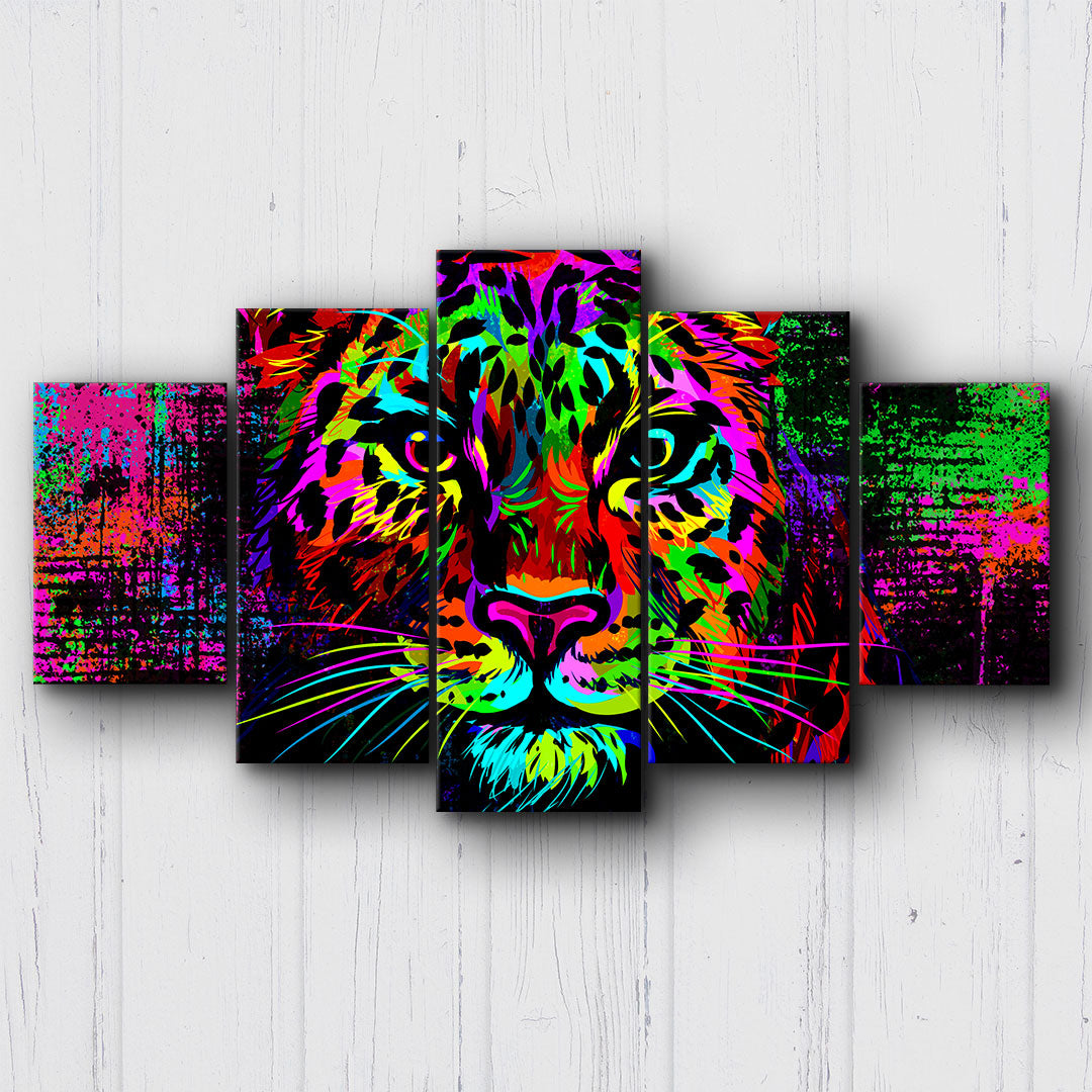 Neon Drip Leopard Canvas Sets