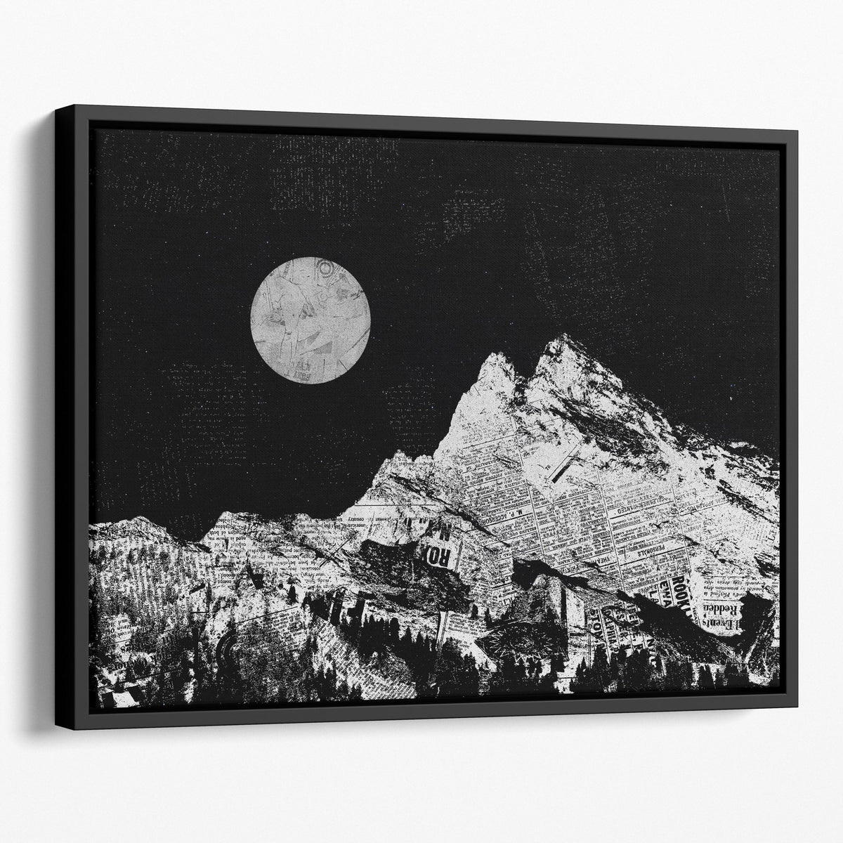 BW Mountain Collage Canvas Sets