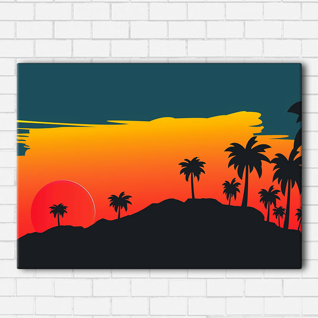 Palms At Sunset Canvas Sets