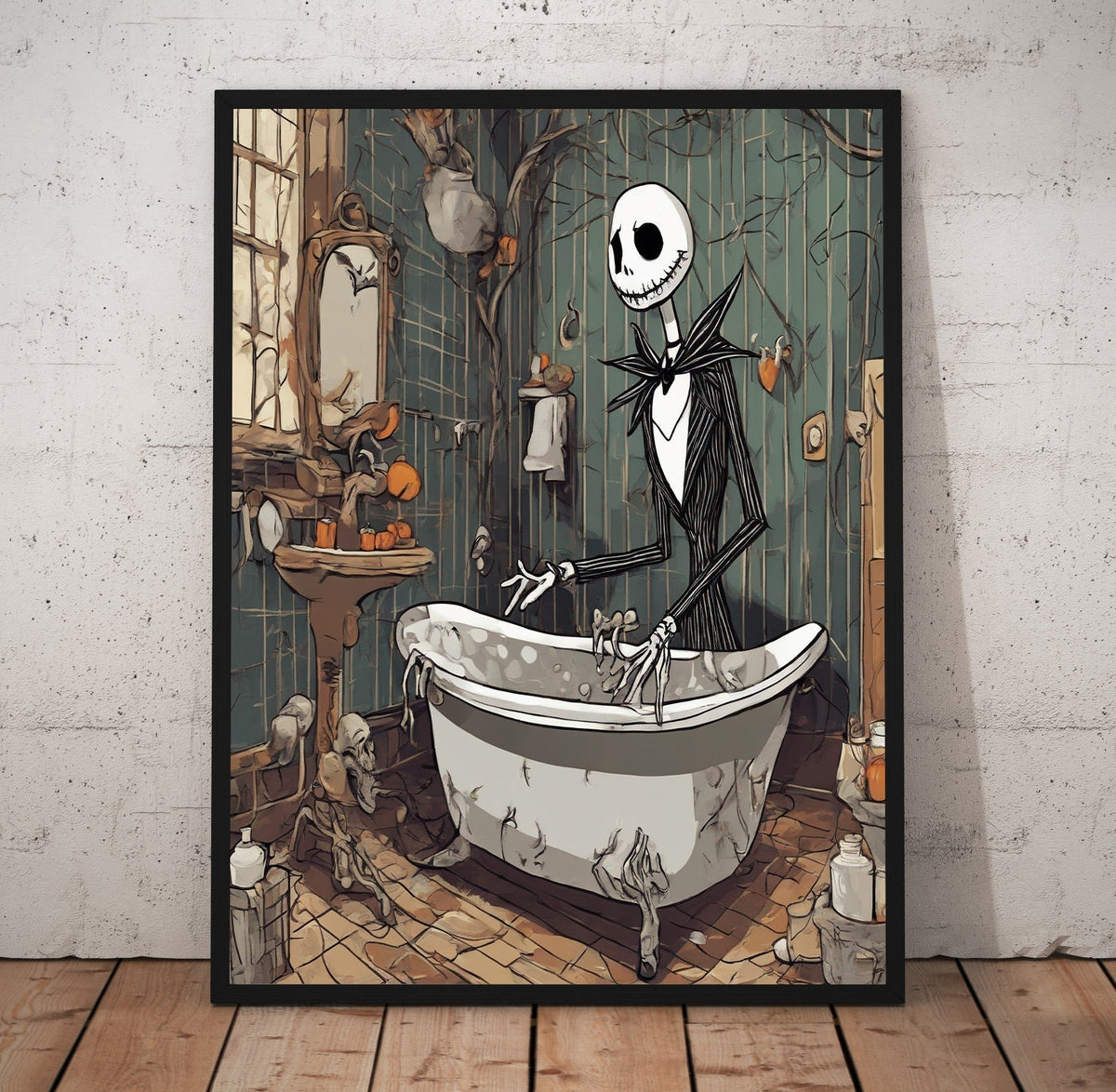 Skellington Tub Time Poster/Canvas | Far Out Art 