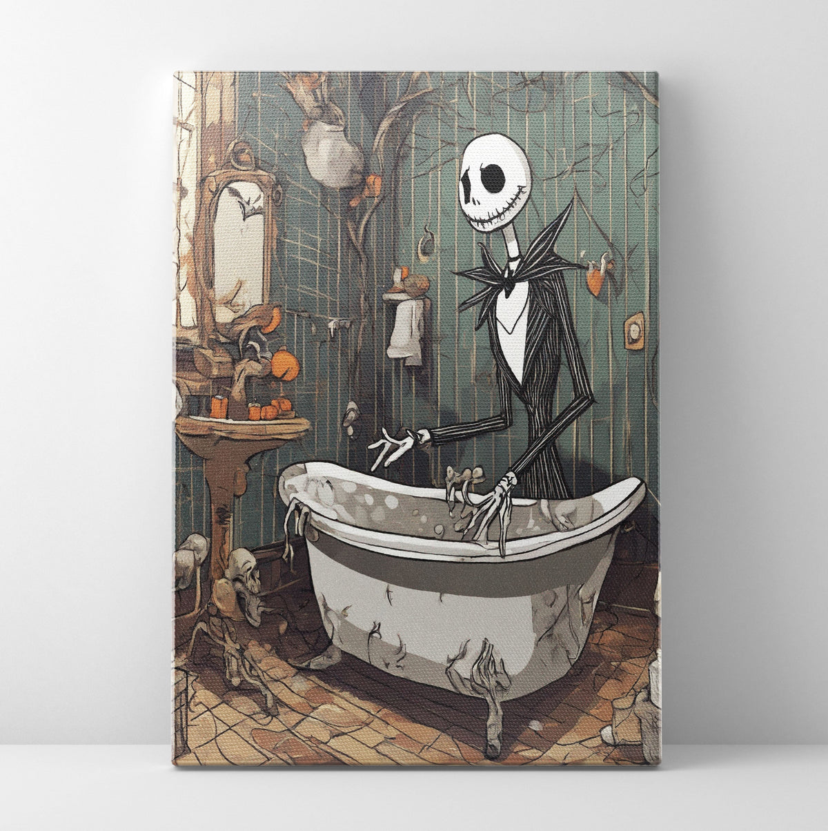 Skellington Tub Time Poster/Canvas | Far Out Art 