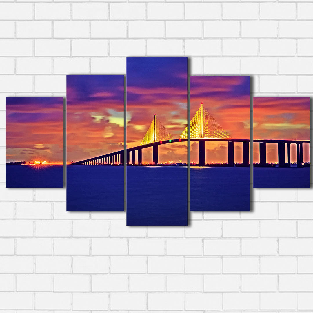 Skyway Bridge Sunset Canvas Sets
