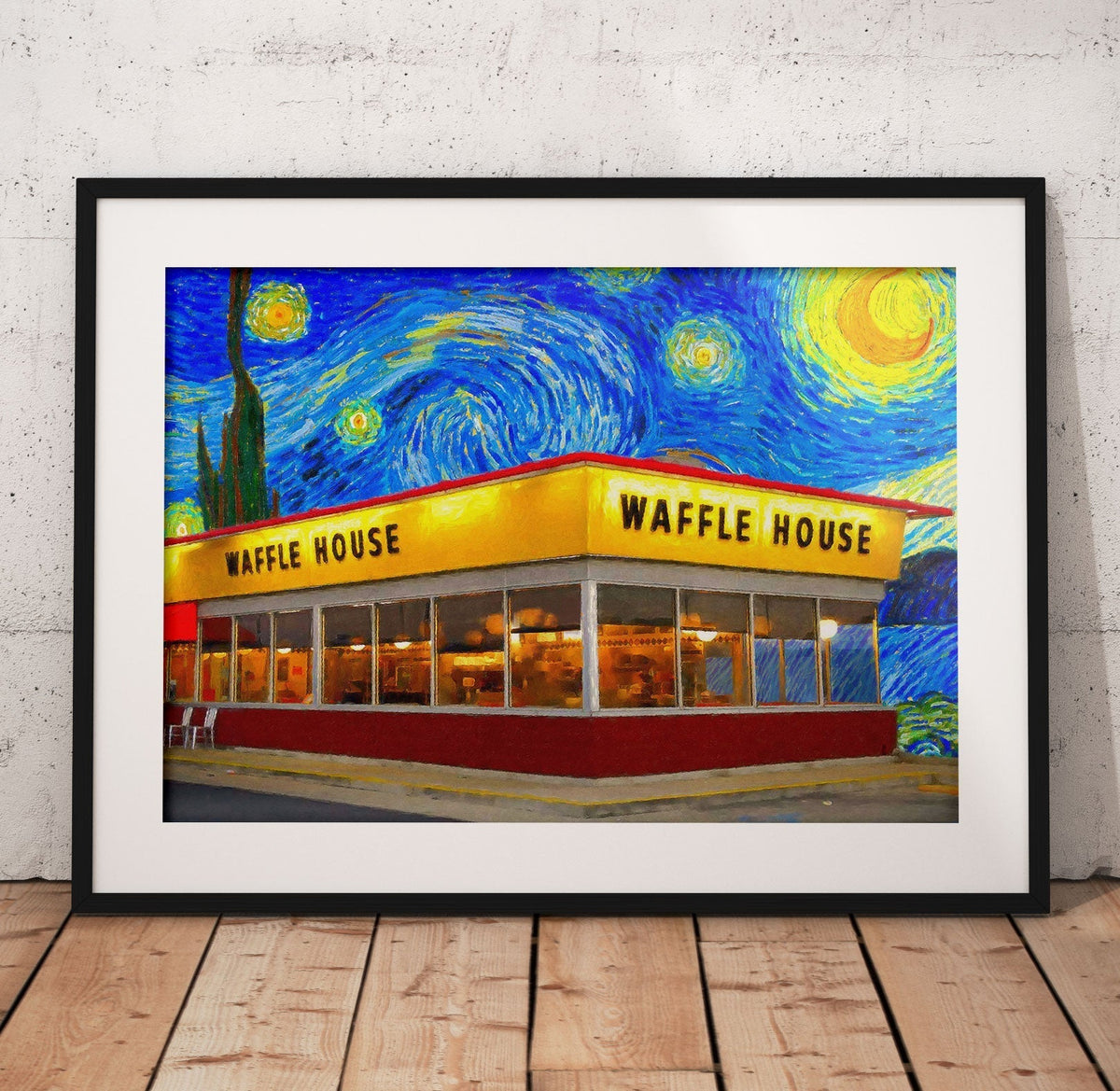 Waffle House Starry Night PE Poster/Canvas | Far Out Art 