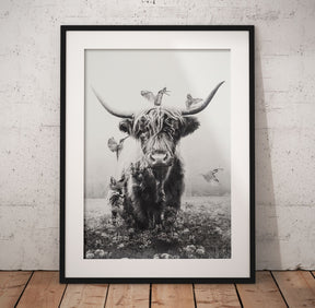 Woodland Highlands Cow Poster/Canvas | Far Out Art 